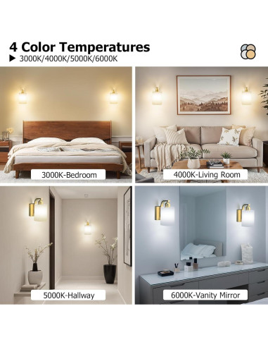 Juego de Apliques de Pared Inalámbricos iThird 6000mAh Dorados