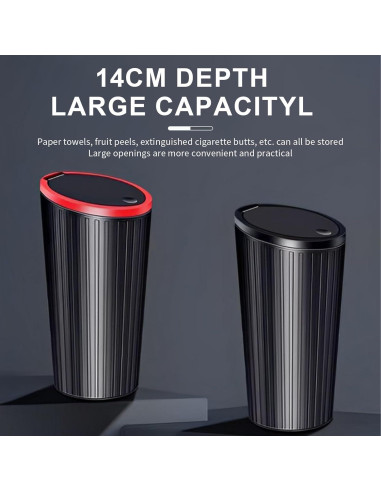 Basurero de coche FYNQTON 550ml a prueba de fugas negro