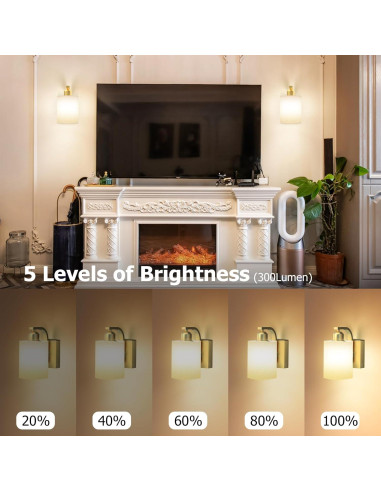 Juego de Apliques de Pared Inalámbricos iThird 6000mAh Dorados