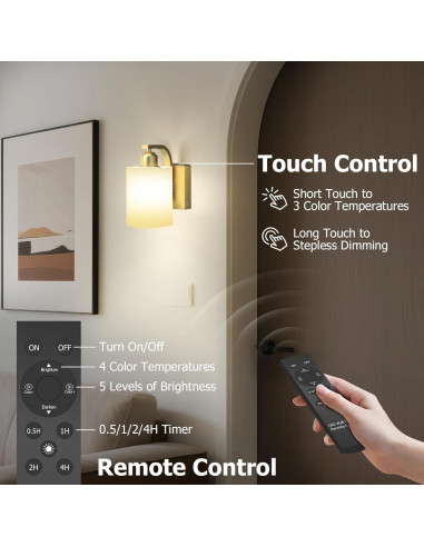 Juego de Apliques de Pared Inalámbricos iThird 6000mAh Dorados