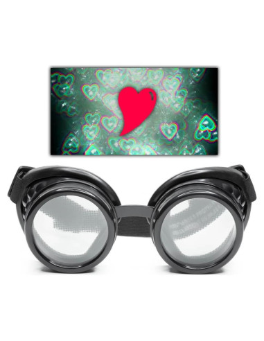 Gafas de Difracción GloFX Corazón Negro - Efecto 3D para Rave