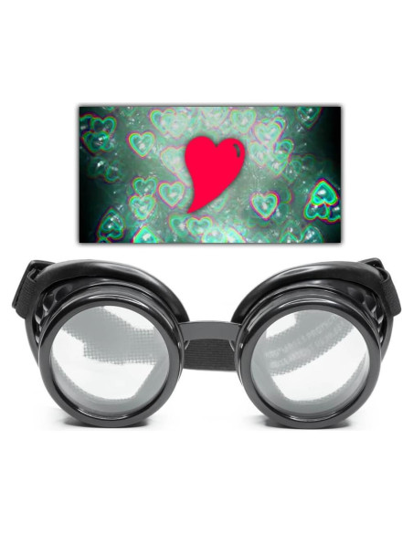 Gafas de Difracción GloFX Corazón Negro - Efecto 3D para Rave