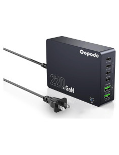 Cargador USB C Copode 220W 6 Puertos Carga Rápida PD 100W