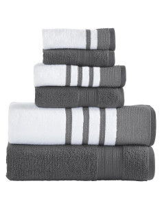 Conjunto de Toallas Modern Threads 6 Piezas Algodón Carbón