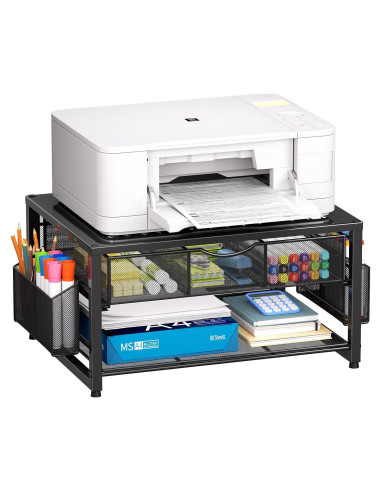 Soporte de impresora Marbrasse de metal con cajón y organizador