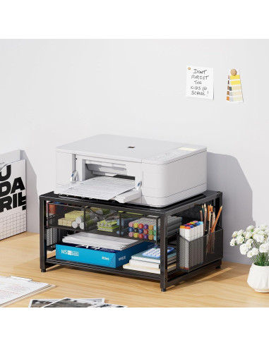 Soporte de impresora Marbrasse de metal con cajón y organizador