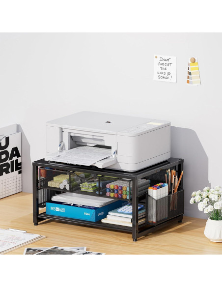 Soporte de impresora Marbrasse de metal con cajón y organizador