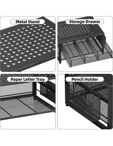Soporte de impresora Marbrasse de metal con cajón y organizador
