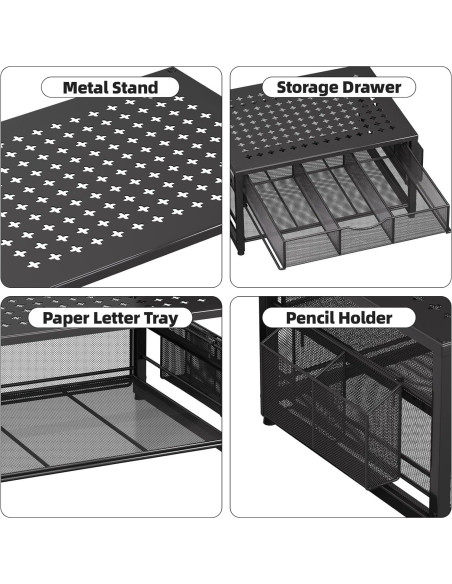 Soporte de impresora Marbrasse de metal con cajón y organizador