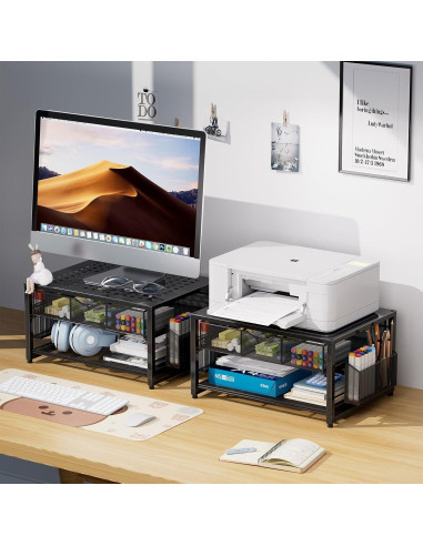 Soporte de impresora Marbrasse de metal con cajón y organizador