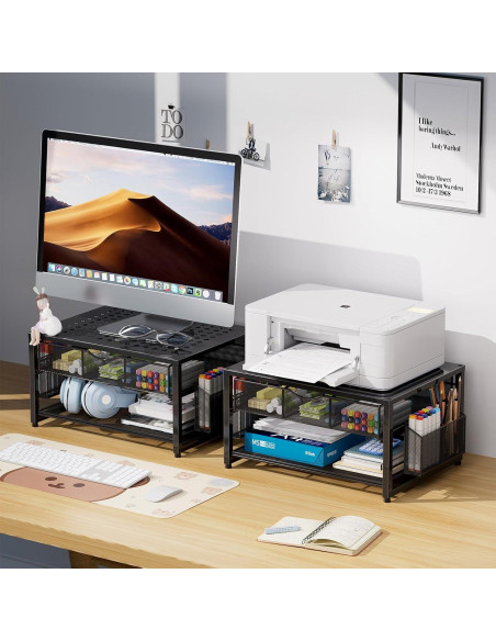 Soporte de impresora Marbrasse de metal con cajón y organizador