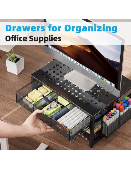 Soporte de impresora Marbrasse de metal con cajón y organizador