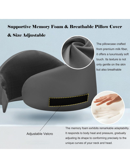 Almohada de Viaje Ajustable Waadiot VTP01DG Espuma de Memoria Almohada de Viaje Ajustable Waadiot VTP01DG Espuma de Memoria