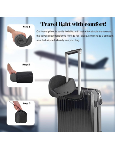 Almohada de Viaje Ajustable Waadiot VTP01DG Espuma de Memoria