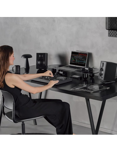 Soporte Doble para Monitor Fenge 86 cm Negro con Estante de Vidrio