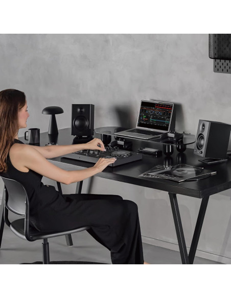 Soporte Doble para Monitor Fenge 86 cm Negro con Estante de Vidrio