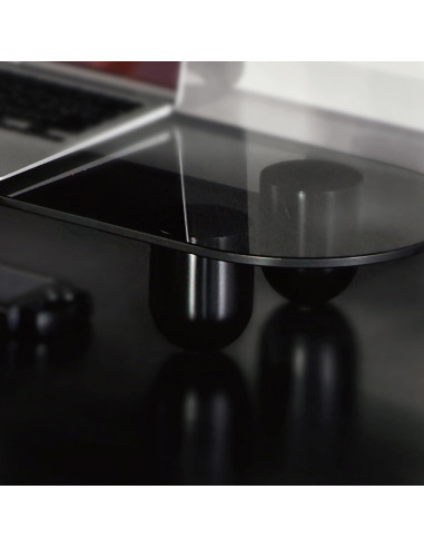 Soporte Doble para Monitor Fenge 86 cm Negro con Estante de Vidrio