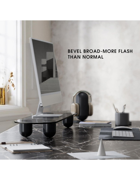 Soporte Doble para Monitor Fenge 86 cm Negro con Estante de Vidrio