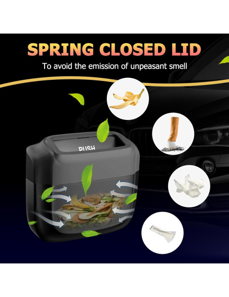 Basurero para Auto MOTORBUDDY con Tapa y 30 Bolsas - Negro