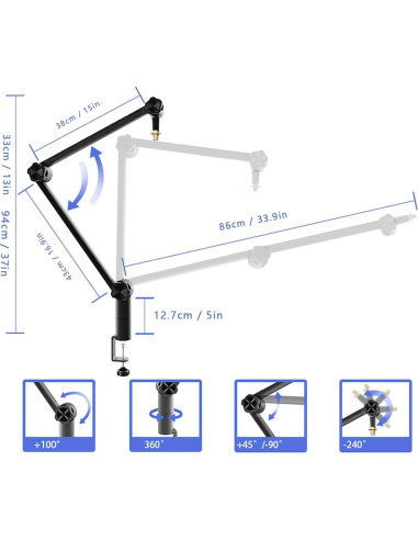 Soporte de Micrófono Boom Arm TOPINCN Ajustable 1.86 kg