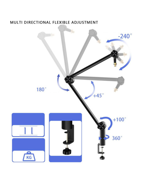 Soporte de Micrófono Boom Arm TOPINCN Ajustable 1.86 kg Soporte de Micrófono Boom Arm TOPINCN Ajustable 1.86 kg