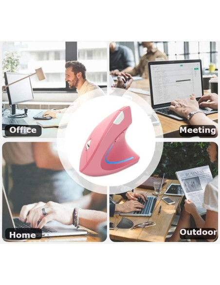 Ratón Vertical Ergonómico Inalámbrico Share Sunshine Rosa 1600 DPI