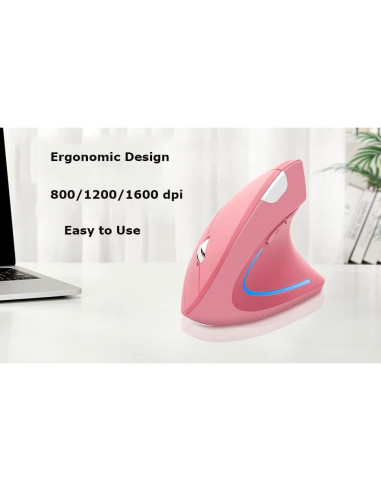 Ratón Vertical Ergonómico Inalámbrico Share Sunshine Rosa 1600 DPI