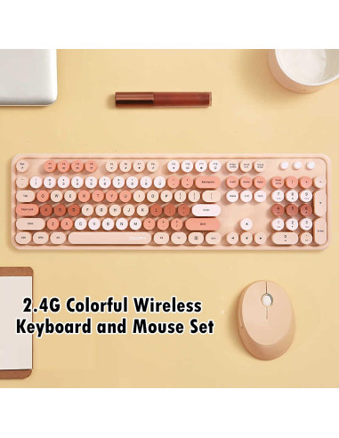 Combo Teclado y Ratón Inalámbrico Lomiluskr 2.4G Colorido