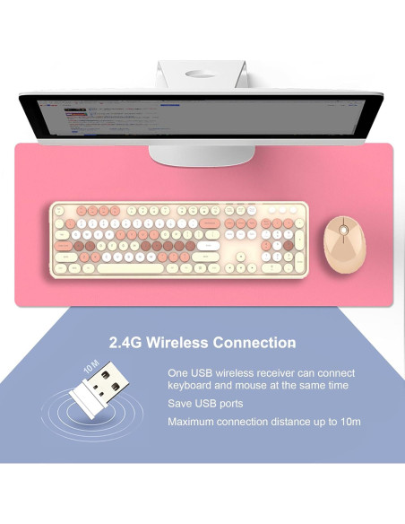 Combo Teclado y Ratón Inalámbrico Lomiluskr 2.4G Colorido