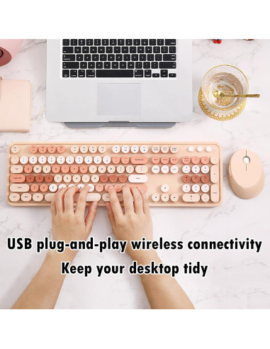 Combo Teclado y Ratón Inalámbrico Lomiluskr 2.4G Colorido