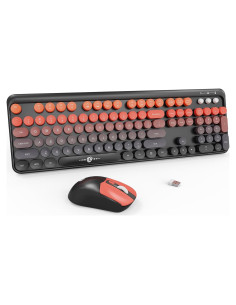 Combo Teclado y Ratón Inalámbricos FD V2050 - Diseño Retro Colorido