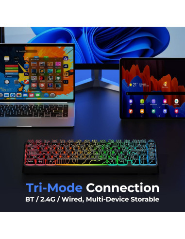 Teclado Mecánico Inalámbrico HITIME M67 RGB 60% QMK/VIA Negro