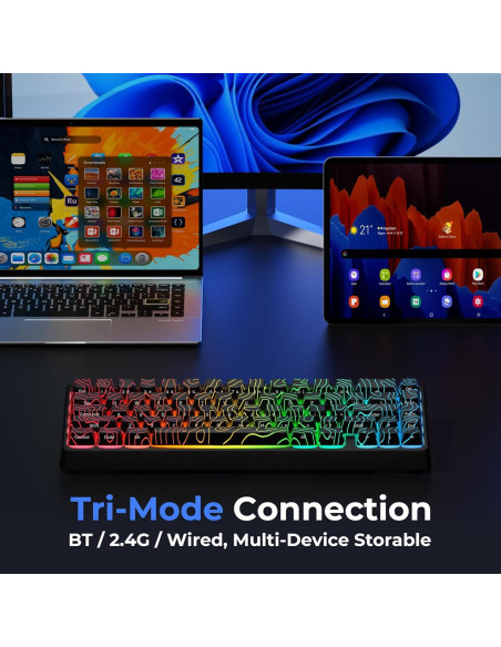 Teclado Mecánico Inalámbrico HITIME M67 RGB 60% QMK/VIA Negro