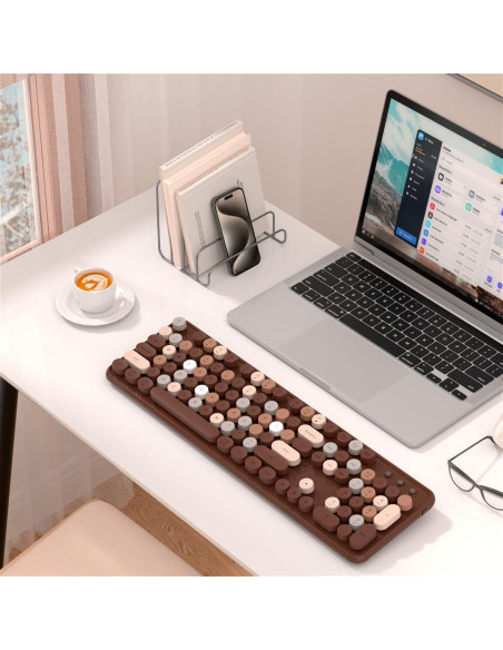 Teclado Inalámbrico Bluetooth Retro JAMfit 104 Teclas Colorido