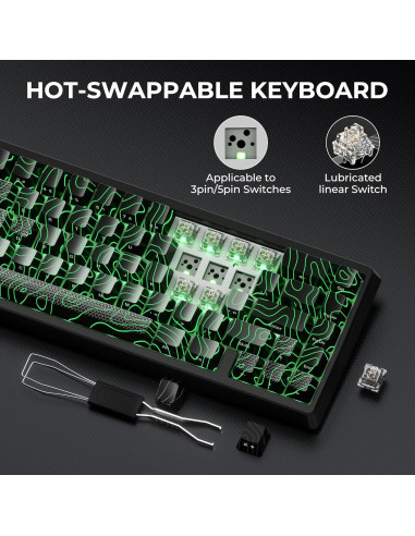 Teclado Mecánico Inalámbrico HITIME M67 RGB 60% QMK/VIA Negro