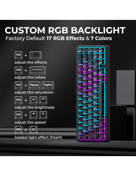 Teclado Mecánico Inalámbrico HITIME M67 RGB 60% QMK/VIA Negro