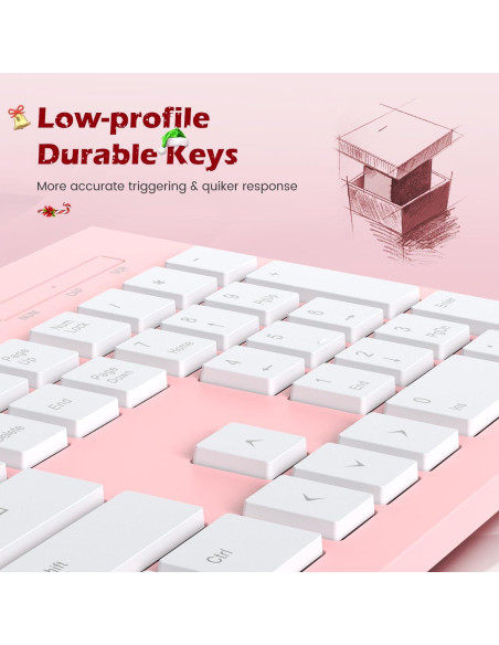 Teclado USB con Cable COLIKES Rosa Chiclet Resistente a Derrames