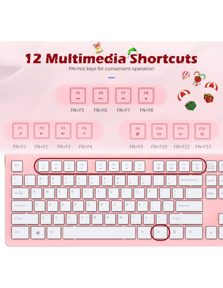 Teclado USB con Cable COLIKES Rosa Chiclet Resistente a Derrames