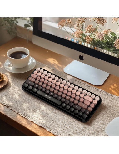 Teclado Inalámbrico Compacto Lomiluskr TKL Retro Negro