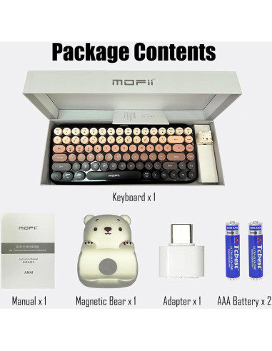 Teclado Inalámbrico Compacto Lomiluskr TKL Retro Negro