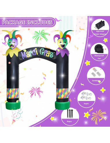 Arco Inflable de 3M VIKIMORA con Luces LED - Decoración Mardi Gras