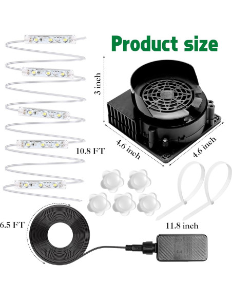 Juego de Ventiladores Inflables Wettal 12V 1.2A con Luces LED Juego de Ventiladores Inflables Wettal 12V 1.2A con Luces LED