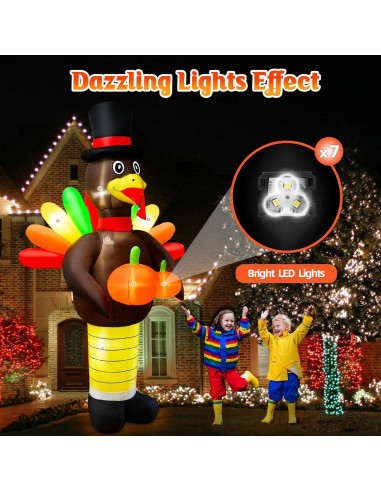 Pavo Inflable Gigante 3M BRDJade con Luces LED para Jardín