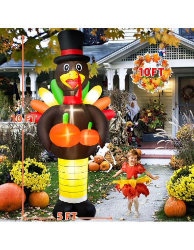 Pavo Inflable Gigante 3M BRDJade con Luces LED para Jardín