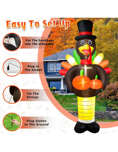 Pavo Inflable Gigante 3M BRDJade con Luces LED para Jardín Pavo Inflable Gigante 3M BRDJade con Luces LED para Jardín