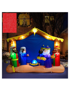 Decoración Inflable de Navidad VIVOHOME 2.44m Escena Natividad