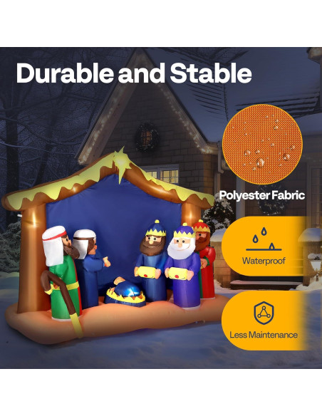 Decoración Inflable de Navidad VIVOHOME 2.44m Escena Natividad