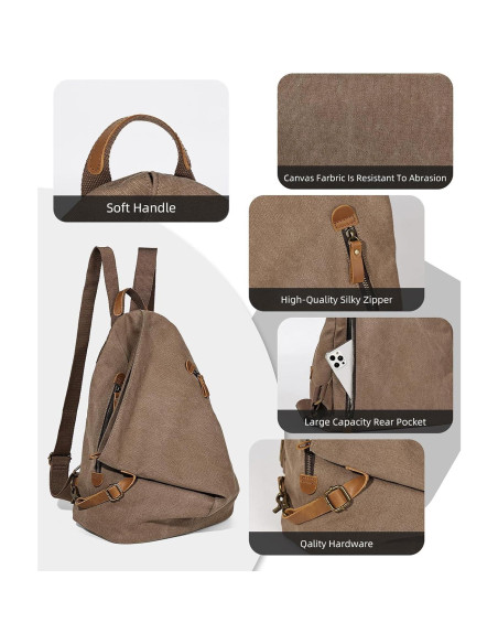 Mochila Vintage KL928 de Lona Marrón - Casual Grande 38x17x33cm