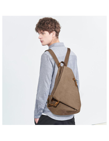 Mochila Vintage KL928 de Lona Marrón - Casual Grande 38x17x33cm