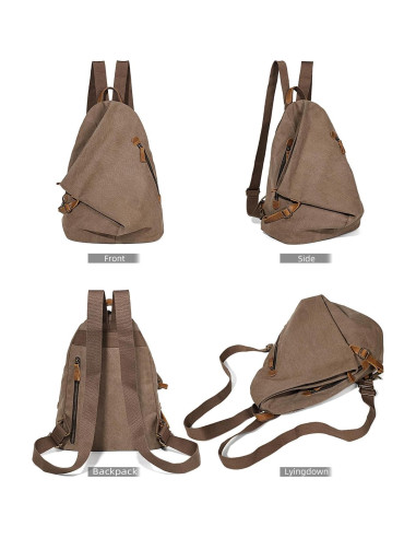Mochila Vintage KL928 de Lona Marrón - Casual Grande 38x17x33cm